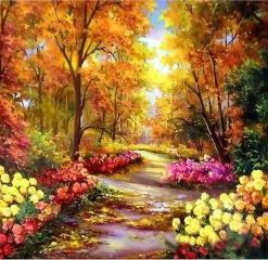 A Middle Way Of Flowers Landscape Paint By Numbers