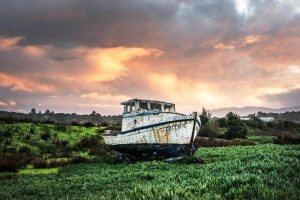 Abandoned Boat Landscape Paint By Numbers