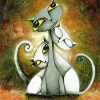 Abstract White Cats Animals Paint By Numbers