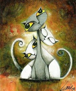 Abstract White Cats Animals Paint By Numbers