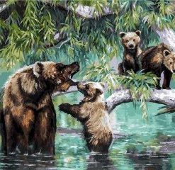 Bear With Babies Paint By Numbers