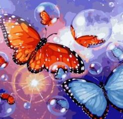 Butterfly in Bubbles Paint By Numbers