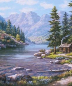 Cabin by River Paint By Numbers