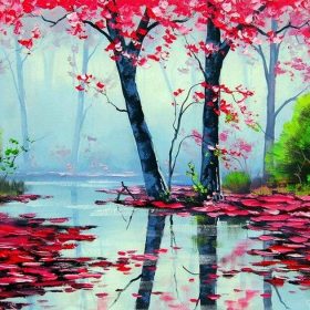 Cherry Blossom Scenery Paint By Numbers