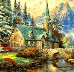 Church on Mountain Paint By Numbers