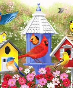 Colorful Birdhouses Paint By Numbers