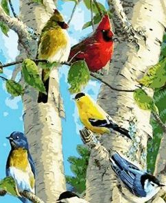 Colorful Cardinals Paint By Numbers