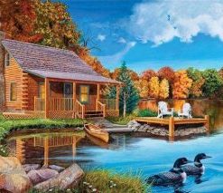 Cottage by Lake Paint By Numbers