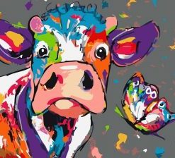 Cow With Butterfly Paint By Numbers