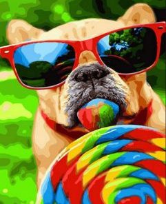 Dog With Lollipop Paint By Numbers