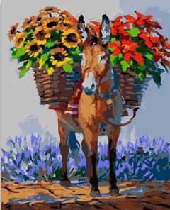 Donkey Flowers Paint By Numbers