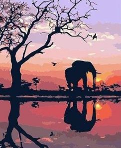 Elephant in Sunset Paint By Numbers