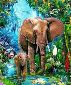 Elephants in Jungle Paint By Numbers