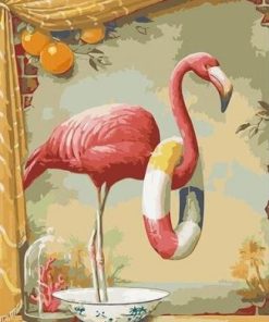 Flamingo Swimming Paint By Numbers