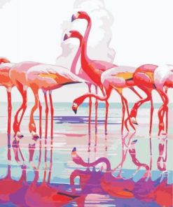 Flamingos on Water Paint By Numbers