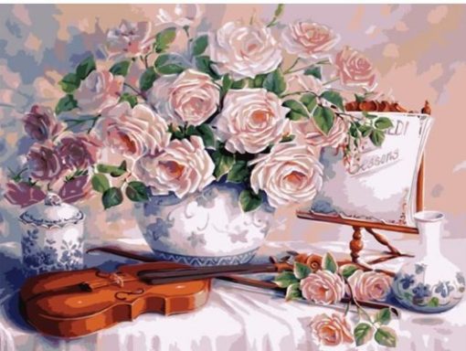 Flowers and Violin Paint By Numbers