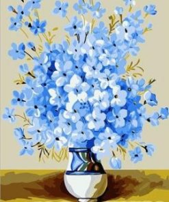 Flowers in Blue Paint By Numbers