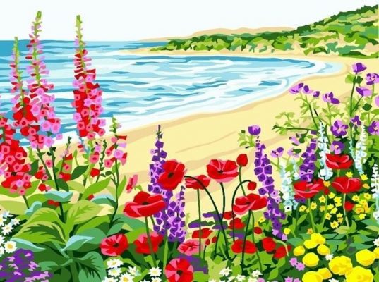 Flowers on Beach Paint By Numbers