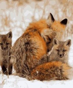 Foxes in Snow Paint By Numbers