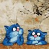 Funny Blue Cats Paint By Numbers