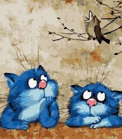 Funny Blue Cats Paint By Numbers