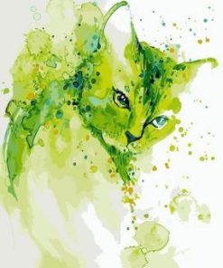 Green Cat Paint By Numbers