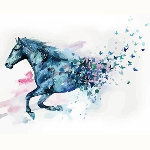 Horse Butterflies Paint By Numbers