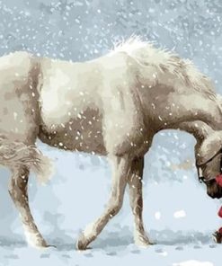 Horse in Snow Paint By Numbers