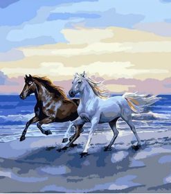 Horses On Beach Paint By Numbers