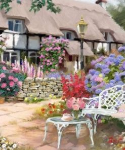 House with Flowers Paint By Numbers