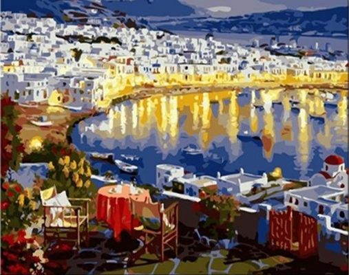 Mykonos at Sunset Paint By Numbers