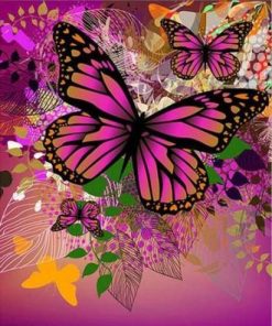 Pink Butterflies Paint By Numbers