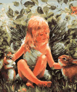 Rabbits And Girl Paint By Numbers