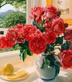 Red Peonies Paint By Numbers