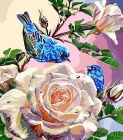 Roses and Blue Birds Paint By Numbers