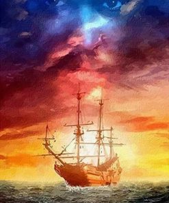 Ship Sunset Paint By Numbers