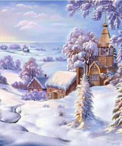 Snowy Village Paint By Numbers