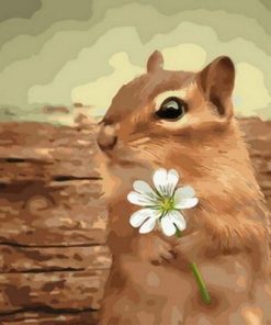 Squirrel with Flower Paint By Numbers