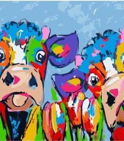 Two Colorful Cows Paint By Numbers