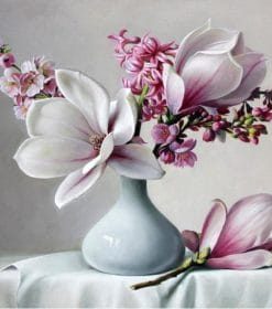 White and Pink Flowers Paint By Numbers