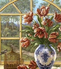 Window With Flowers Paint By Numbers