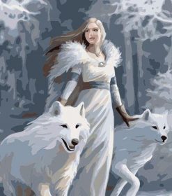 Woman White Wolves Paint By Numbers