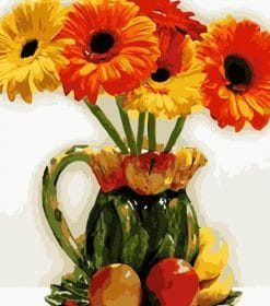 Yellow Daisy Flowers with Fruit Paint By Numbers