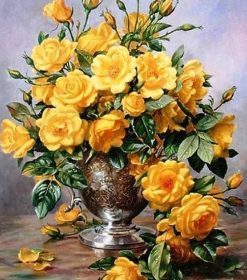 Yellow Flowers Vase Paint By Numbers