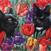 Black Cats Amongst the Tulips Paint By Numbers