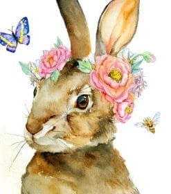 Bunny With Flowers Paint By Numbers