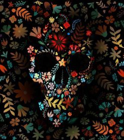 Flowers Darkness Skull Paint By Numbers