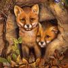 Fox Cubs in Den Paint By Numbers