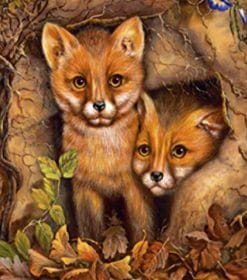 Fox Cubs in Den Paint By Numbers