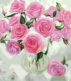 Pink Peony Roses Paint By Numbers